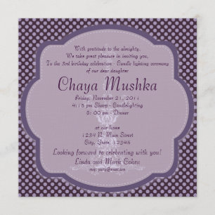 Invitation Cérémonie des filles sur les bougies