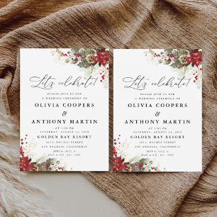 Invitation Cérémonie des Mariages de Noël Red Poinsettia