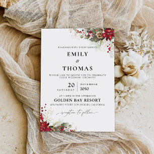 Invitation Cérémonie des Mariages de Noël Red Poinsettia