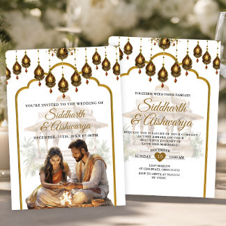 Invitation Cérémonie des Mariages indiens d'or Roka Hindu Bol