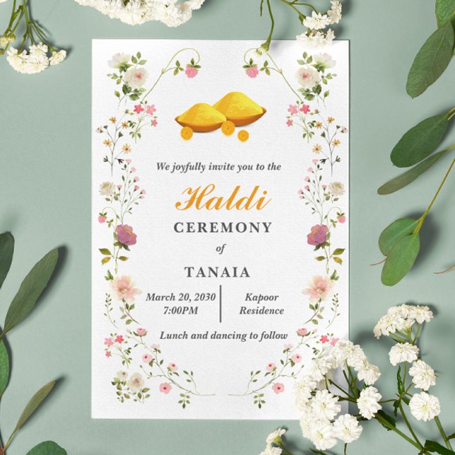 Invitation Cérémonie d'Haldi Mariage indien simple (Créateur téléchargé)