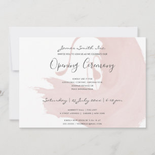 INVITATION CÉRÉMONIE D'OUVERTURE AU PINCEAU AÉROGRAPHIÉE ROSE
