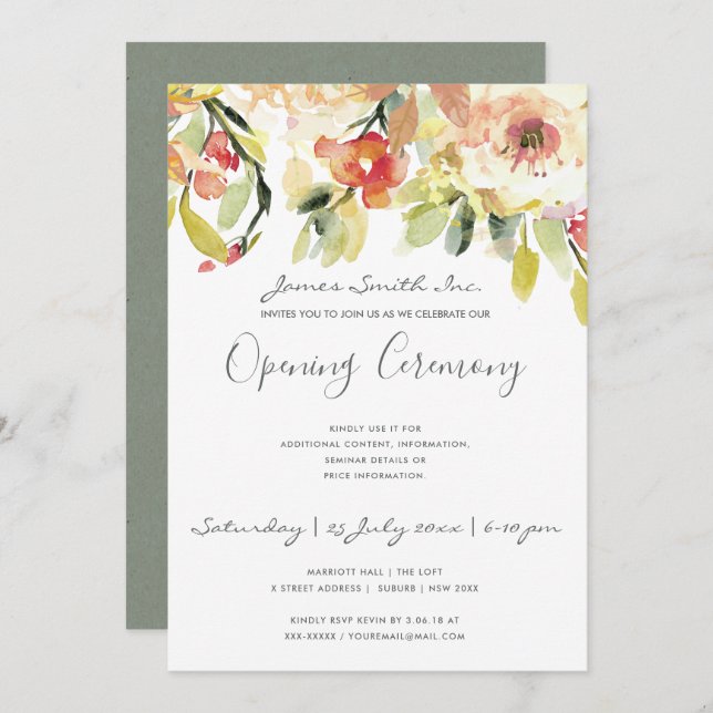 INVITATION CÉRÉMONIE D'OUVERTURE FLORALE DES GRANDS COULEURS  (Devant / Derrière)