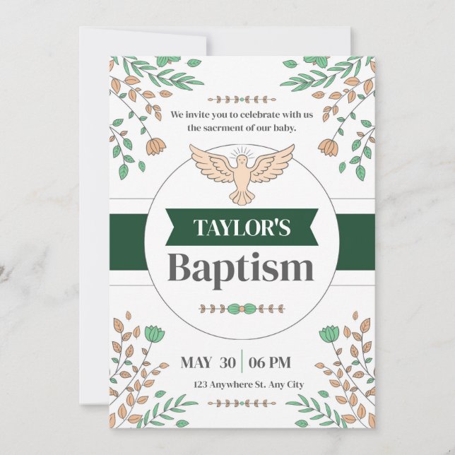 Invitation Cérémonie du baptême floral Photocall Green Invita (Devant)