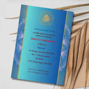 Invitation Cérémonie du Boy Dhoti indien Pancha Kattu