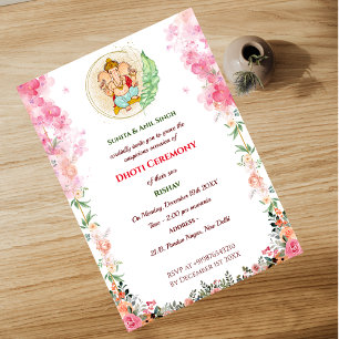 Invitation Cérémonie du Boy Dhoti indien Pancha Kattu