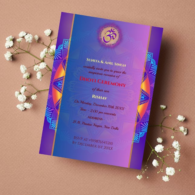 Invitation Cérémonie du Boy Dhoti indien Pancha Kattu (Créateur téléchargé)