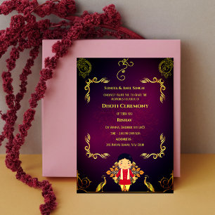 Invitation Cérémonie du Boy Dhoti indien Pancha Kattu Invit