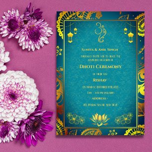 Invitation Cérémonie du Boy Dhoti indien Pancha Kattu Invit