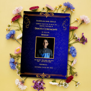 Invitation Cérémonie du Boy Dhoti indien Pancha Kattu Invit