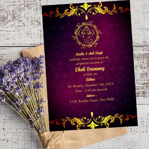 Invitation Cérémonie du Boy Dhoti indien Pancha Kattu Invit