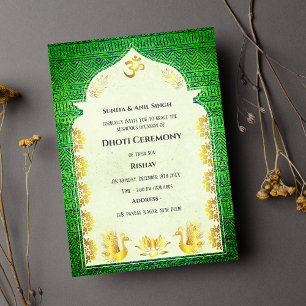 Invitation Cérémonie du Boy Dhoti indien Pancha Kattu Invit