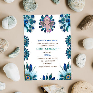 Invitation Cérémonie du Boy Dhoti indien Pancha Kattu Invit