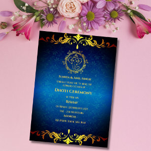 Invitation Cérémonie du Boy Dhoti indien Pancha Kattu Invit