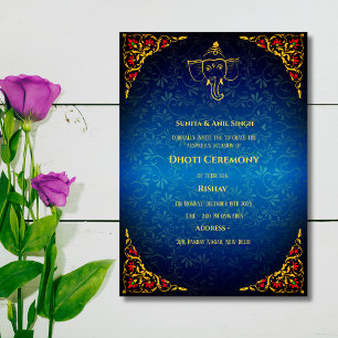 Invitation Cérémonie du Boy Dhoti indien Pancha Kattu Invit