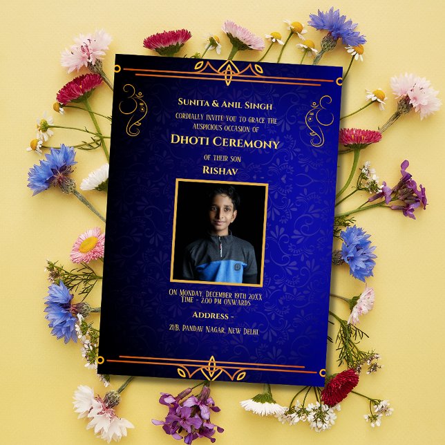 Invitation Cérémonie du Boy Dhoti indien Pancha Kattu Invit (Créateur téléchargé)