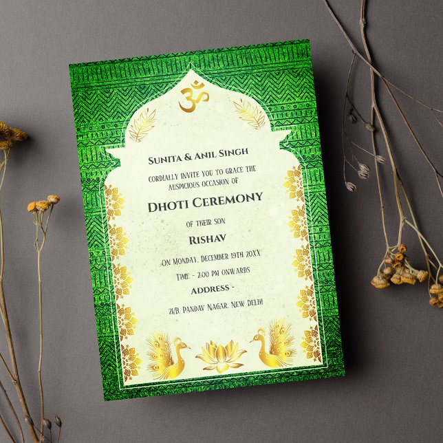 Invitation Cérémonie du Boy Dhoti indien Pancha Kattu Invit (Créateur téléchargé)