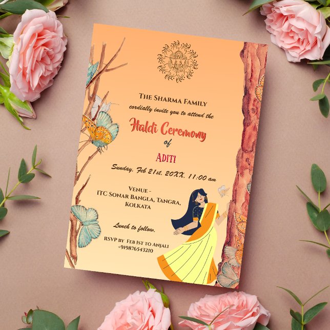 Invitation Cérémonie du haldi de la mariée hindoue indienne P (Créateur téléchargé)