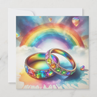 Invitation Cérémonie du Mariage des anneaux d'arc-en-ciel gay