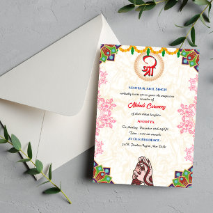 Invitation Cérémonie du Mehndi de la mariée indienne Ganesha 