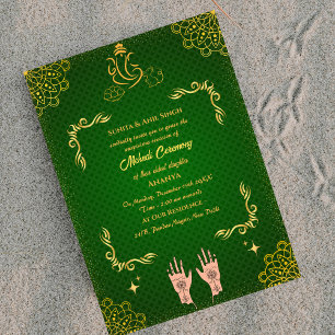 Invitation Cérémonie du Mehndi de la mariée indienne Ganesha