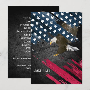 Invitation Cérémonie du scoutisme Aigle à tête blanche sur dr