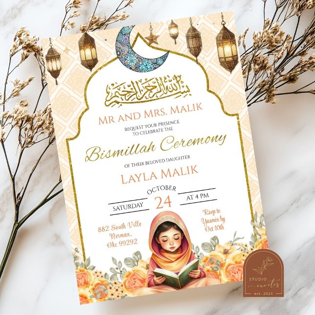Invitation Cérémonie Florale Musulmane de Bismillah (Créateur téléchargé)