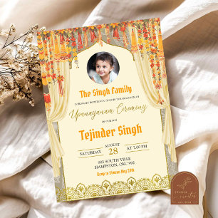 Invitation Cérémonie Florale Upanayanam Indian Boy Janoi