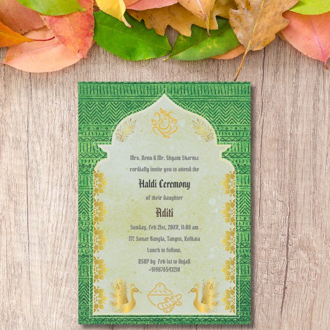 Invitation Cérémonie Haldi de la mariée hindoue indienne Gane (Créateur téléchargé)