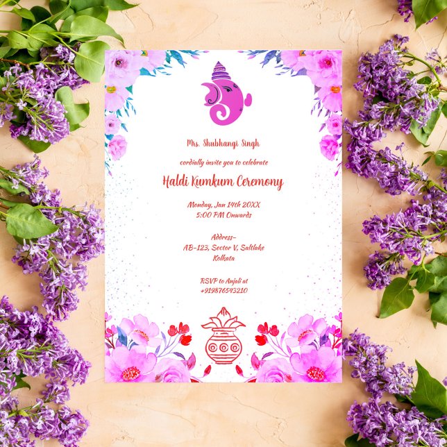 Invitation Cérémonie Haldi Kumkum (Créateur téléchargé)