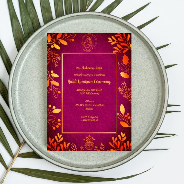 Invitation Cérémonie Haldi Kumkum (Créateur téléchargé)
