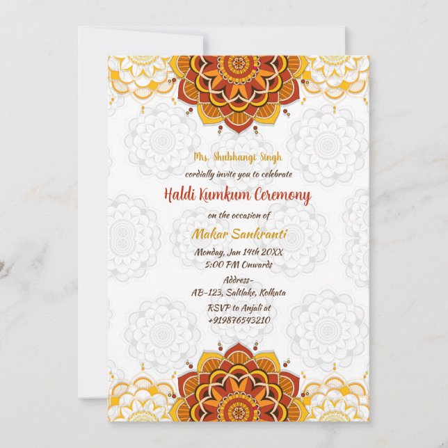 Invitation Cérémonie Haldi Kumkum (Devant)