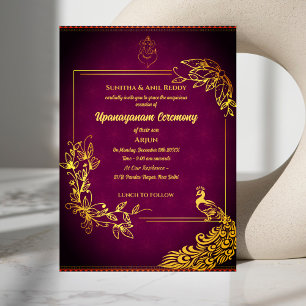 Invitation Cérémonie hindou de Janeu de Poite Upanayanam