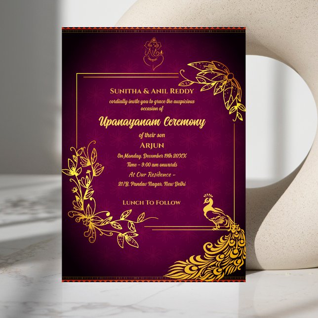 Invitation Cérémonie hindou de Janeu de Poite Upanayanam (Créateur téléchargé)