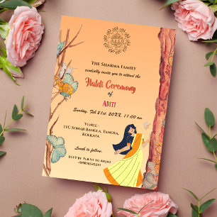 Invitation Cérémonie Hindoue Indienne de Haldi pour la Mariée