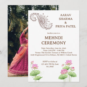 Invitation Cérémonie hindoue indienne de mehndi avant le mari