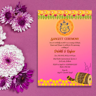 Invitation Cérémonie indienne de la sangeet avant le Mariage