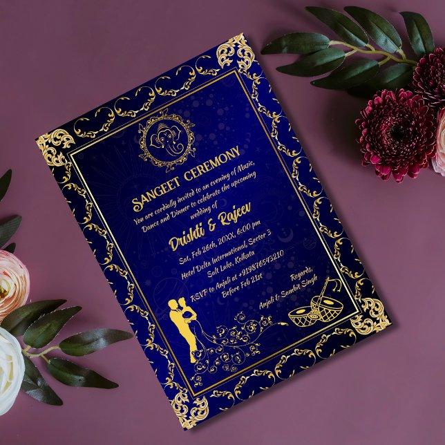 Invitation Cérémonie indienne de la sangeet avant le Mariage (Créateur téléchargé)