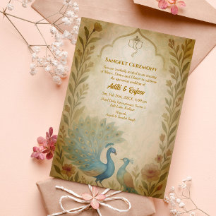 Invitation Cérémonie indienne de la sangeet pré-Mariage Peaco