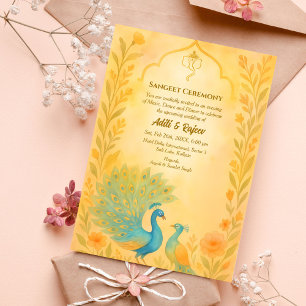 Invitation Cérémonie indienne de la sangeet pré-Mariage Peaco
