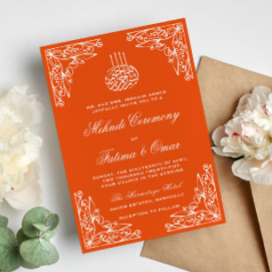 Invitation Cérémonie islamique de henné islamique orange mode