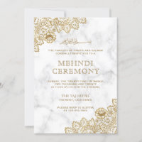 Cérémonie islamique Mehndi Broderie d'Or sur Marbr