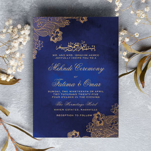 Invitation Cérémonie islamique musulmane de Mehndi en dentell