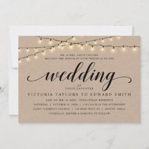 Invitation Cérémonie Mariage De L'Église, Hôte Des Parents, K