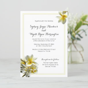 Invitation Cérémonie Mariage des fleurs de la Plumeria jaune