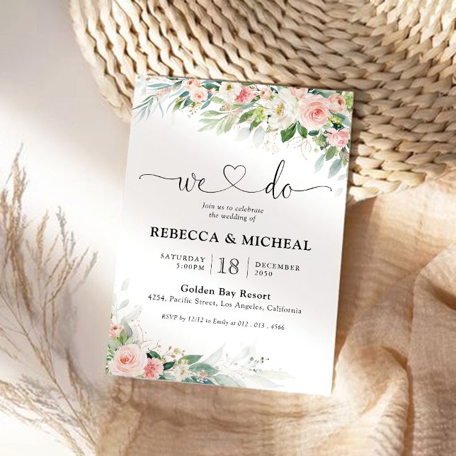 Invitation Cérémonie Mariage Ethereal Blush Rose (Créateur téléchargé)