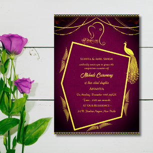 Invitation Cérémonie Mehndi de la Mariée Indienne Dessin de P