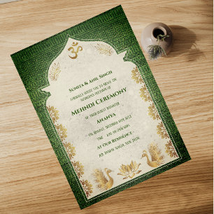 Invitation Cérémonie Mehndi de la Mariée Indienne Dessin de P