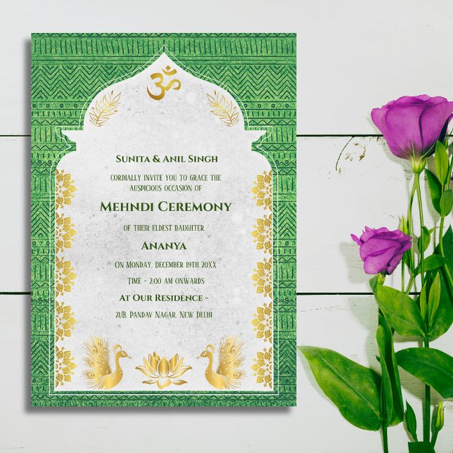 Invitation Cérémonie Mehndi de la Mariée Indienne Dessin de P (Créateur téléchargé)