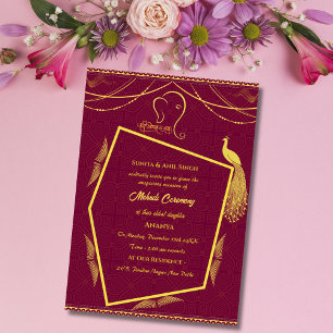 Invitation Cérémonie Mehndi de la mariée indienne, modèle de 